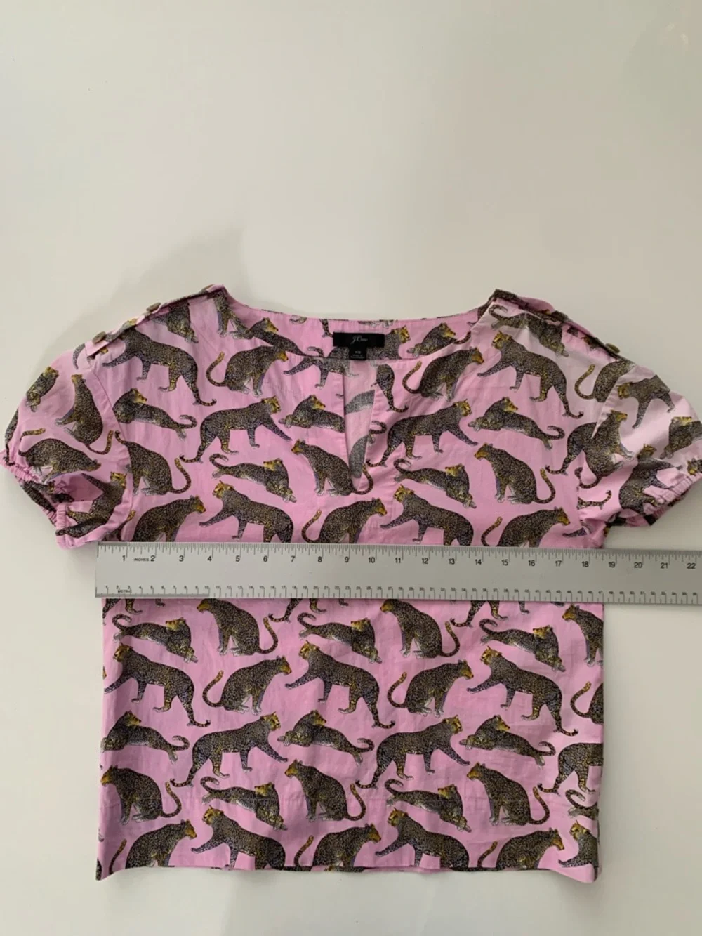 J.Crew Pink Cheetah Print Blouse XS Animal Print Cotton Top